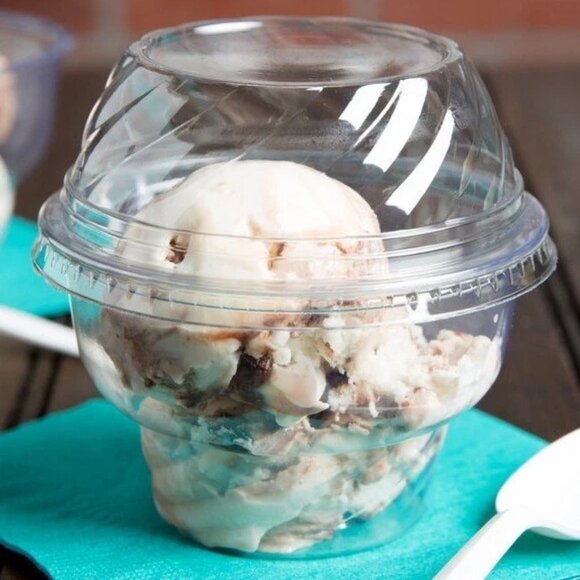 Fabri-Kal Other - 8 oz. Clear PET Sundae Cup with Lid, 50 pieces (cups and lids)